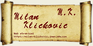 Milan Kličković vizit kartica